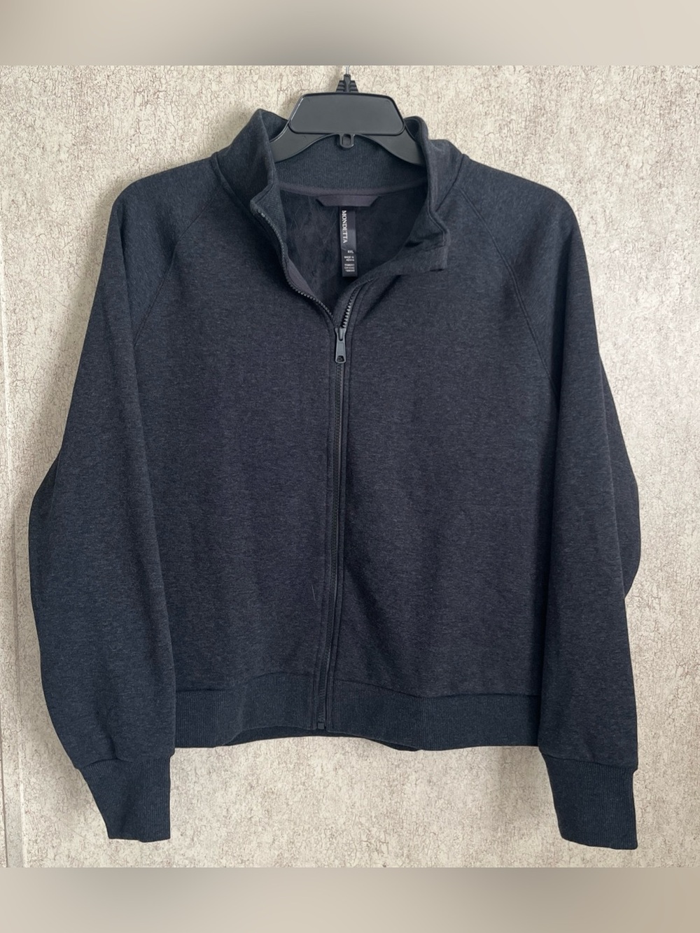 Mondetta Women's Fleece Charcoal Gray Soft Full Zip Jacket, Black, EC Size XXL